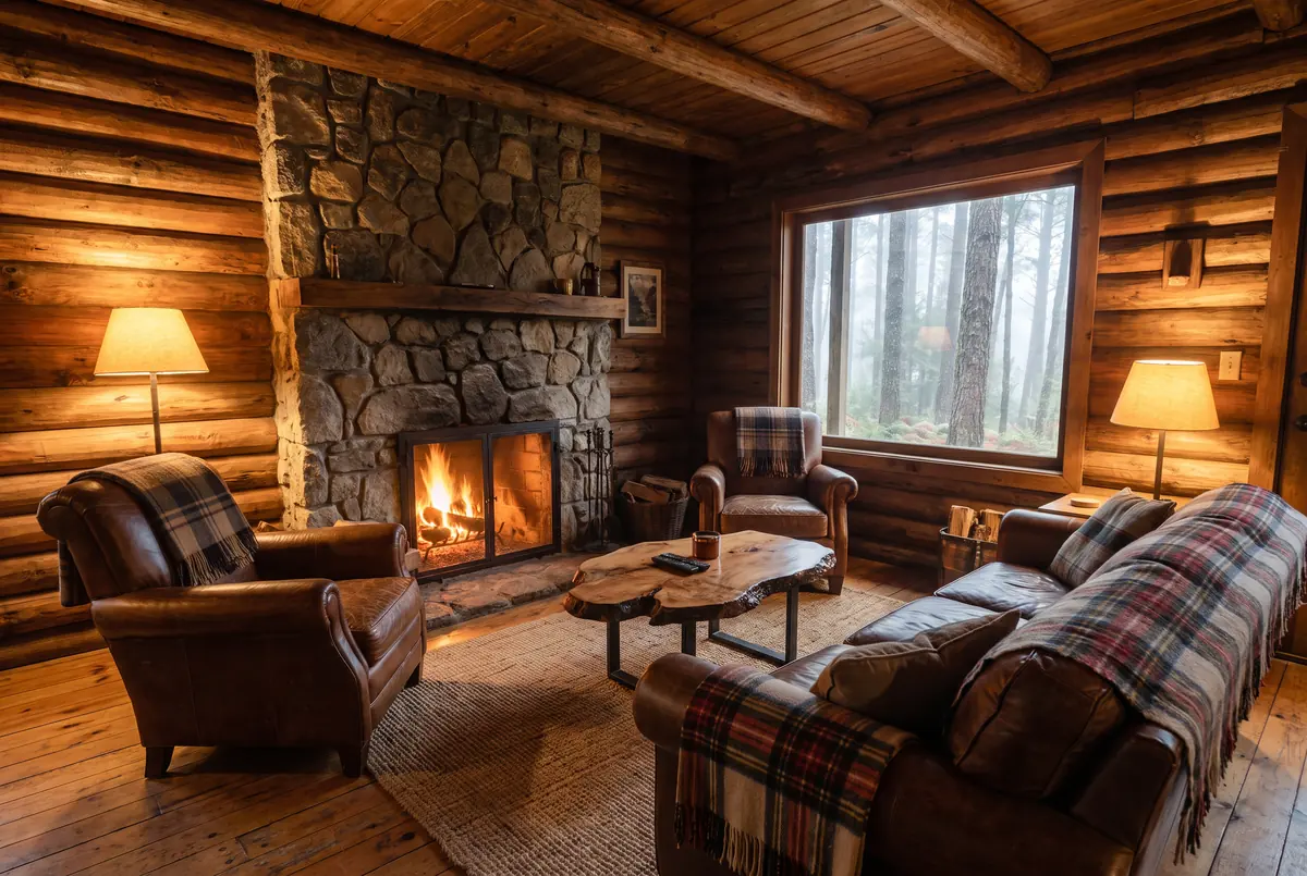 Sala con chimenea de piedra