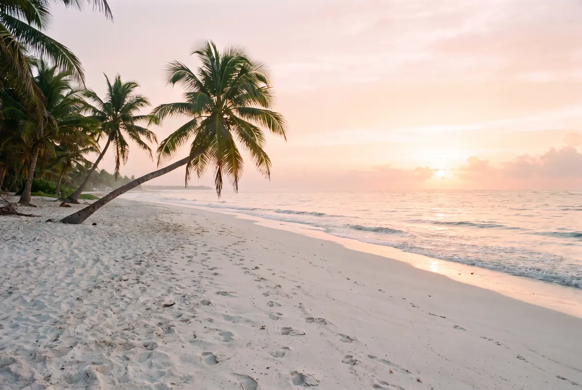 Playa cercana al amanecer