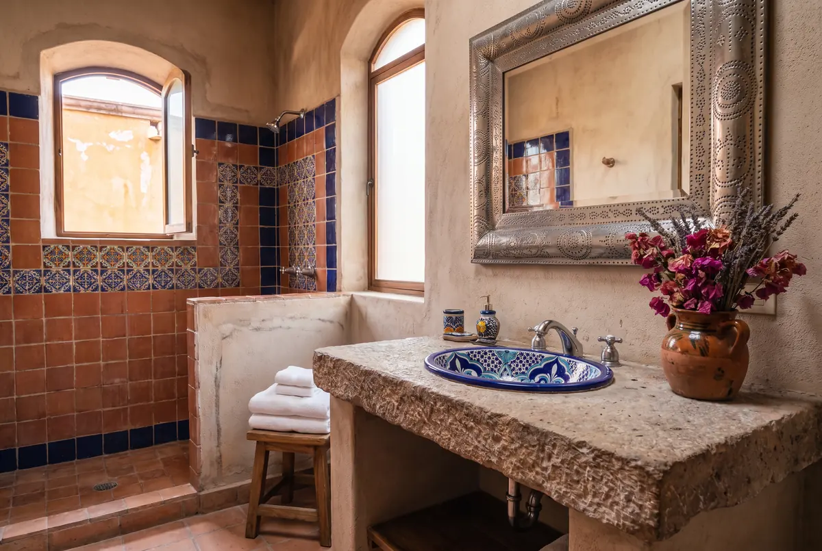 Baño con lavabo de Talavera